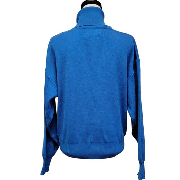 VTG 80s Obermeyer‎ Ski-T Sweater Womens Sz M Blue Wool Blend Turtleneck Winter - Picture 4 of 8
